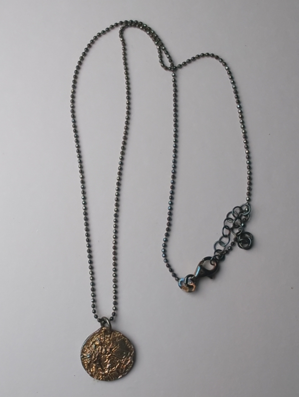 Gold On Sterling Textured Medallion Pendant And Necklace
